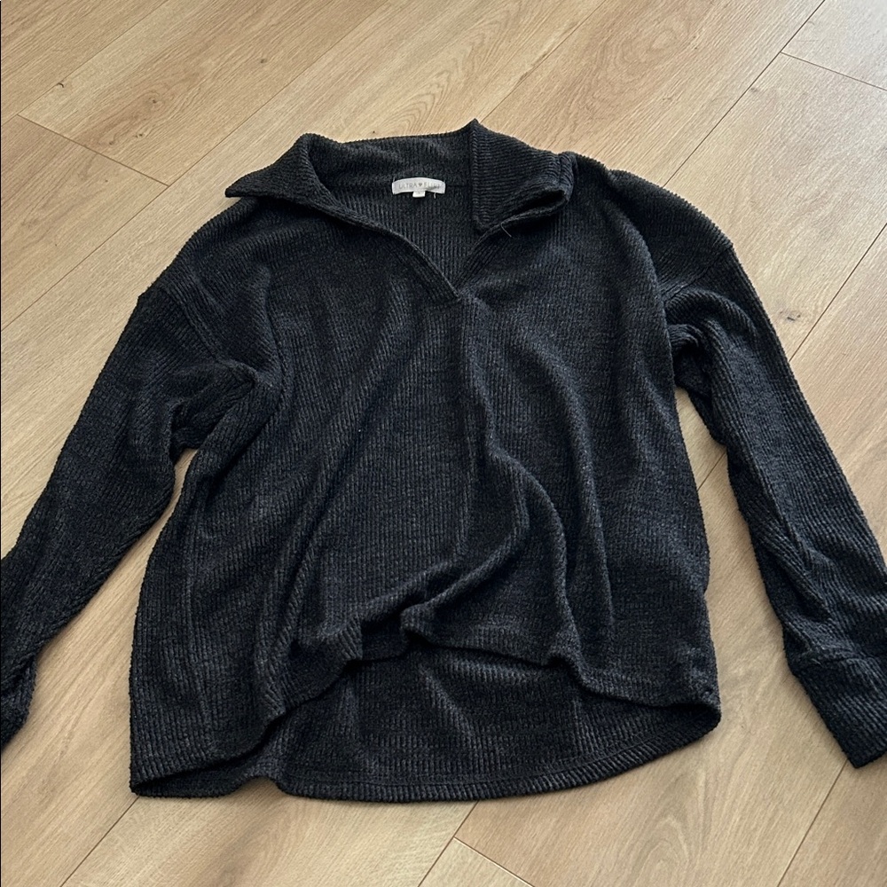Ultra Flirt Dark Gray V-Neck Sweater